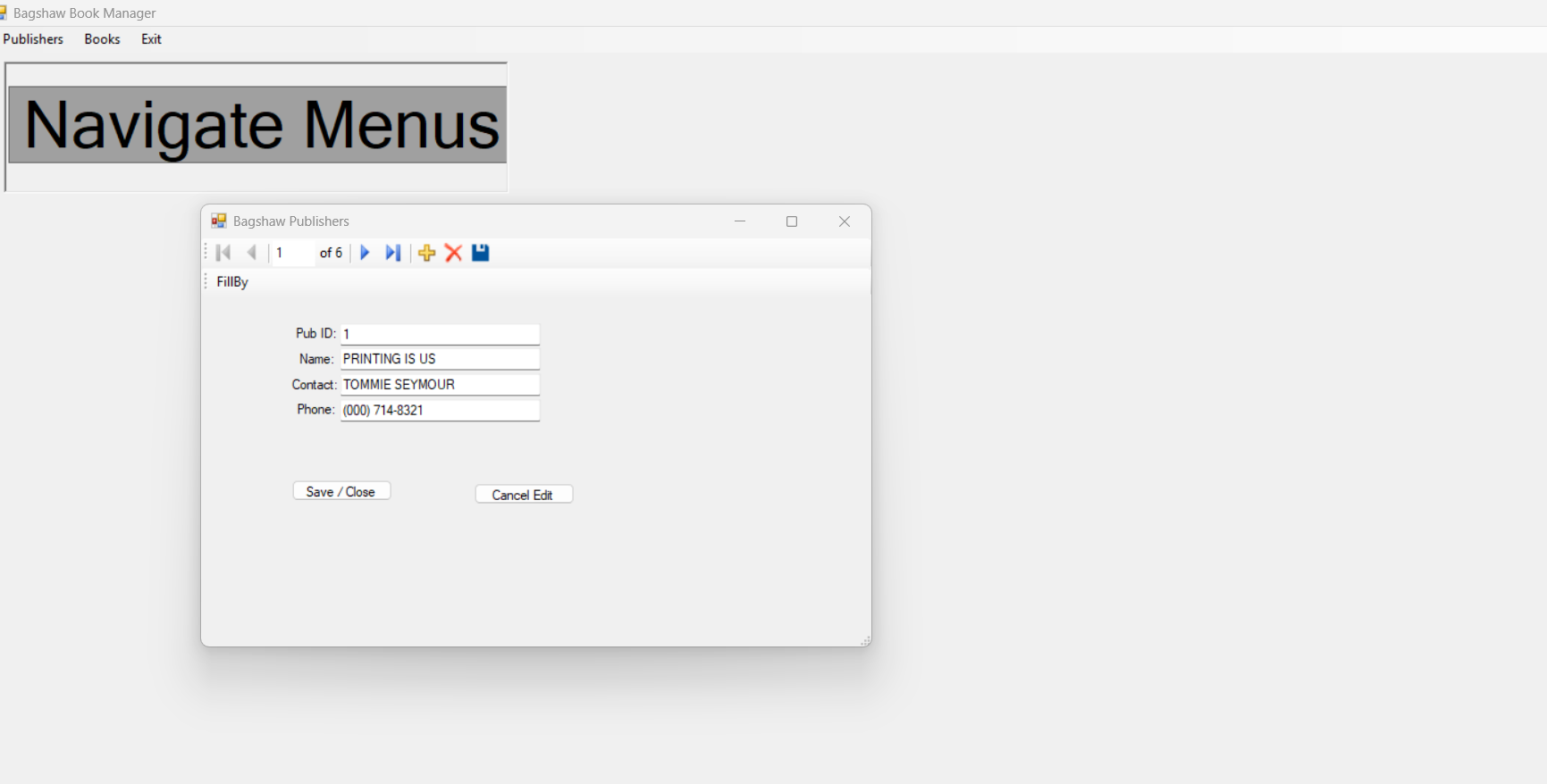 Book Manager Interface